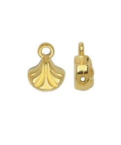 Cymbal Earring Posts for Ginko Beads, Limani, 2-Hole Leaf 7.5x8mm